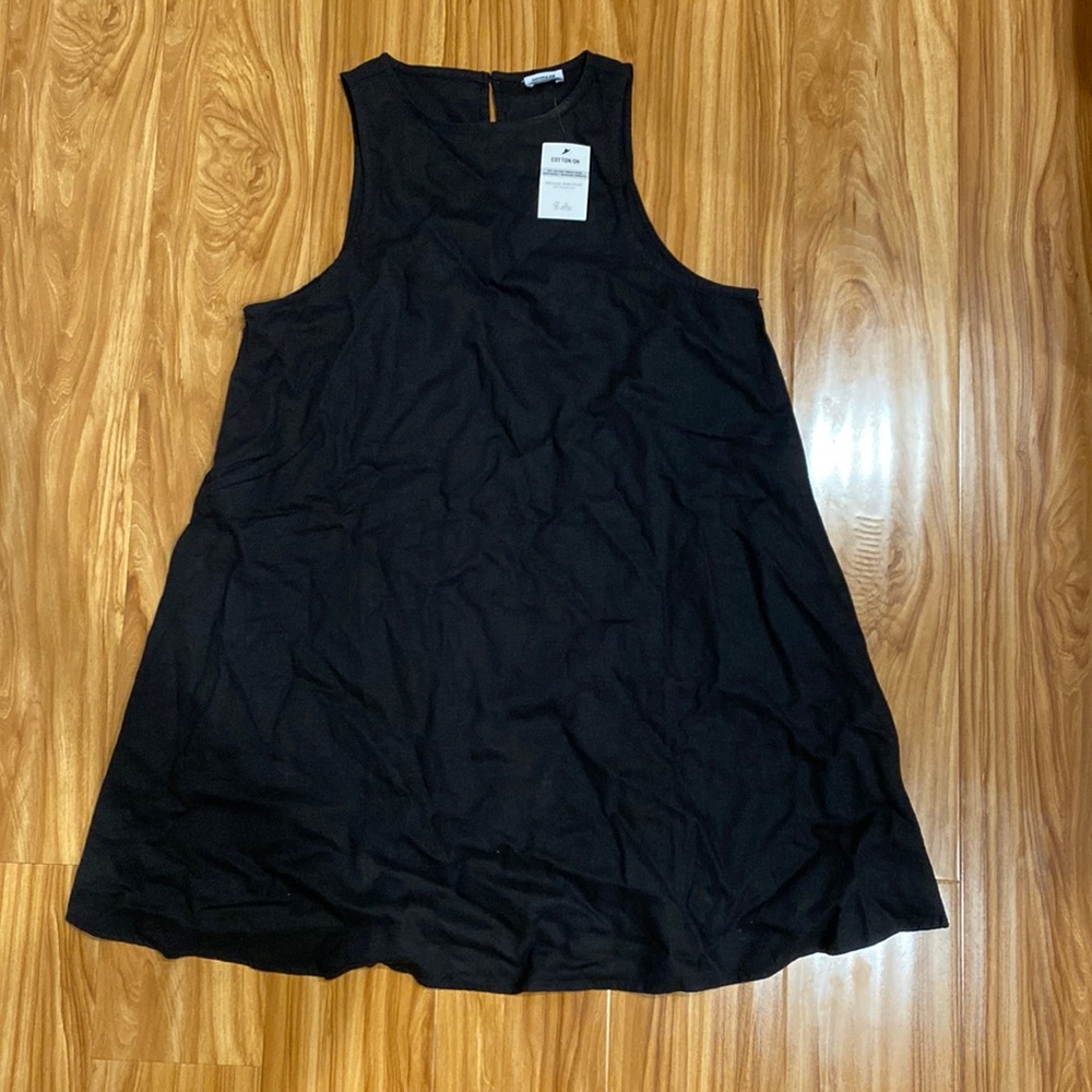 Black cotton linen dress